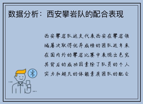 数据分析：西安攀岩队的配合表现