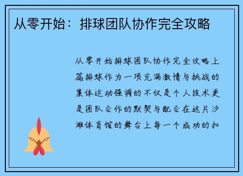 从零开始：排球团队协作完全攻略